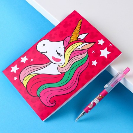 Chancellery "Unicorn", notebook A6, pen, stickers, Minnie Mouse-1