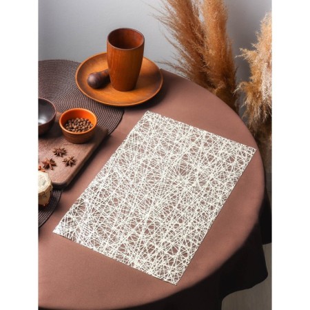 Openwork napkin for the table "Confusion", 45 × 30 cm, beige color-1
