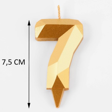 Candle in the Almaz cake number 7 gold, 6.5 cm-1