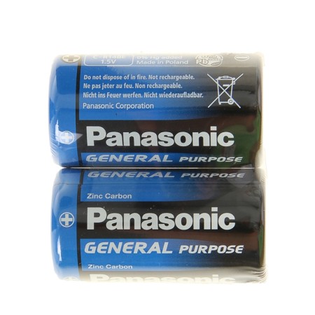Salt battery Panasonic General Purpose, C, R14-2S, 1.5V, Spike, 2 pcs.