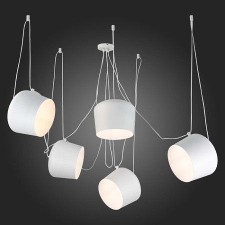 Suspended EVOLUCE lamp. Sle120653-05. TRIESTE. 5x40 watts, e27, 200x cm, white color-2