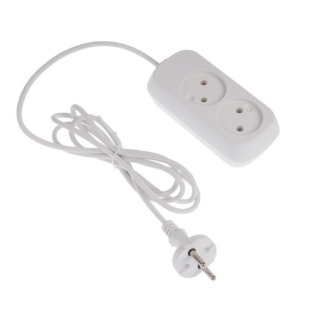 Extension cord 2 sockets, 1.7 m, 6 A, PVS 2x0.75 mm2, without salary, white-1