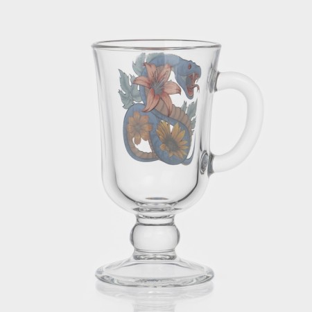 New Year's glass mug for mulled wine "Flowers and Snakes", 200 ml, mix-2