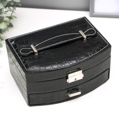 Casket to the leatherette to jewelry "Black gloss" 20x15x11 cm-2