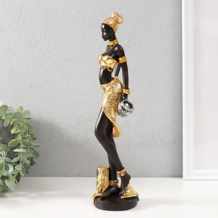 Polystone souvenir "African in gold with a jug in the hand" 7x7x29 cm-3