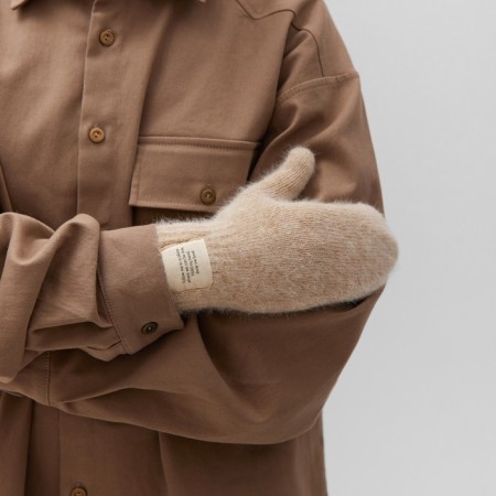 Women's mittens MIST with rabbit wool, rr 22 cm, col. coffee-1