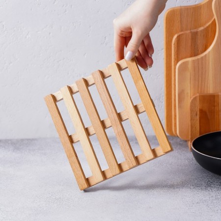 Hot stand, grille, array of beech, 18 × 18 × 2 cm-5