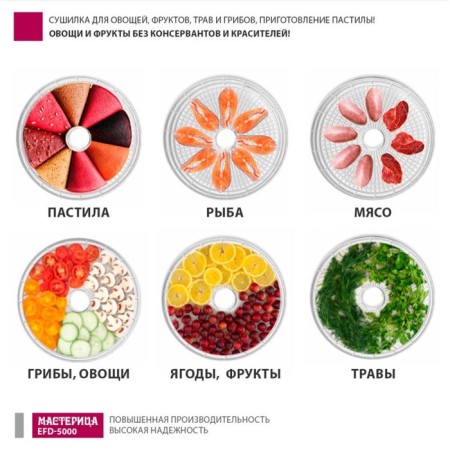 Drywall for vegetables and fruits "Masters" EFD-5000, 500 W, 6 tiers, white-10