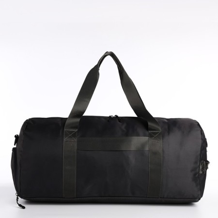 Road bag on lightning, external pocket, shoe compartment, suitcase holder, long belt, gray color.-1