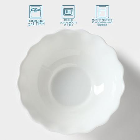 Set of salad bowls "Diva", 15.5 × 5 cm, 6 pcs, glass -ceramic, white color-2
