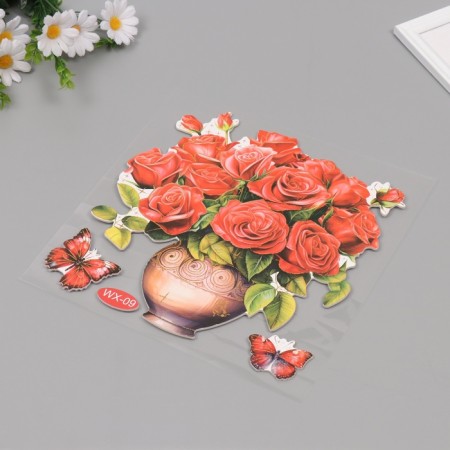 Interior plastic sticker "Pionovid roses" 40x31 cm-1