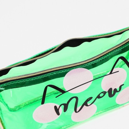 Cosmetic bag with a handle, a green color-2