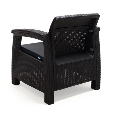 Roatan chair, with cup holders, 73x70x79 cm, mokko color, with a black pillow-3