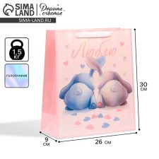Package Gift Laminated Vertical, Packaging, “I love”, Rainbow holography, m 26 x 32 x 12 cm