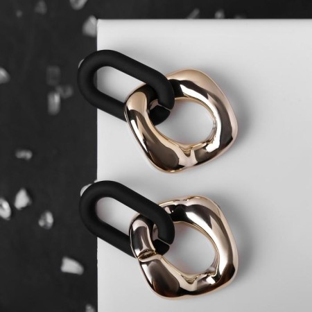 Earrings Metal "Chain" geometry, 2 links, color golden color-1