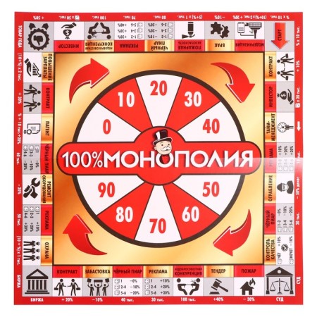 Board Economic Game "100%Monopoly", 2-4 players, 10+-1