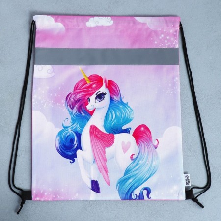 A bag for shoes with a reflective element "Rainbow unicorn" 30 x 40 cm-7