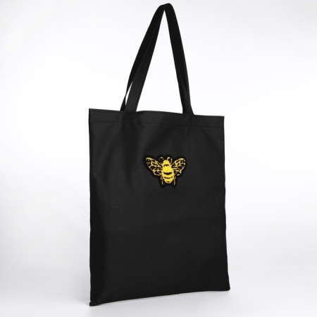 Textile chover with embroidery Bee, 40x35 cm, black-1
