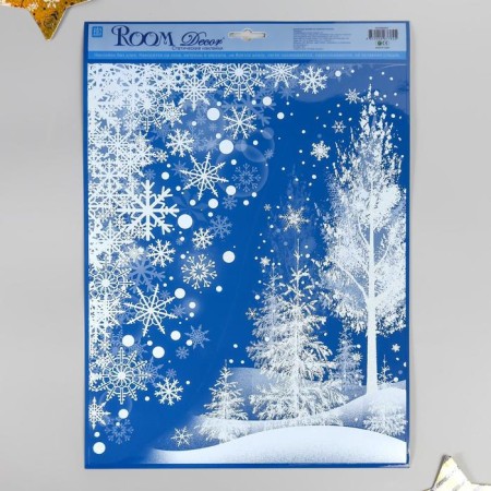 Static sticker for windows and mirrors Room Decor "Winter landscape" 29x41