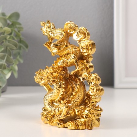 Neck Polystone "Dragon of Power and Wisdom" gold 4.5x8.5x12.2 cm-1