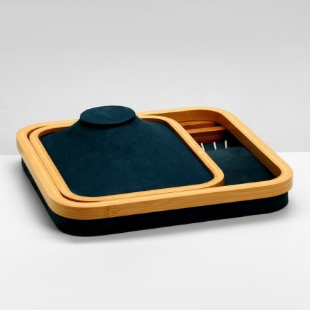 Bust on the stand "Style", rectangular base, 17 hooks, wood, 30 × 30 × 4 cm, blue color-6