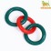 Chewing toy "Always together!", TPR, 3 rings of 8 cm, green/orange