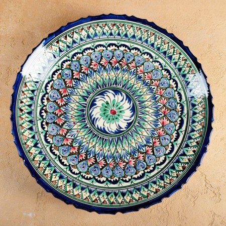 Largan Rishtan ceramics "Patterns", 42 cm, blue, corrugated-1