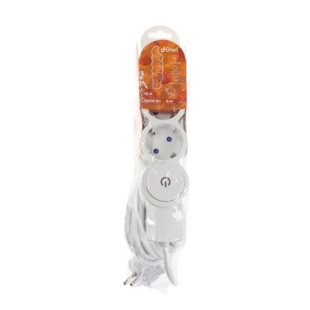 Duwi extension cord, 3 sockets, 5 m, 10 A, 2200 W, PVS 3x0.75 mm2, with salary, with a switch, white-4