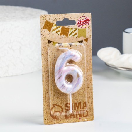 Candle in the “White Marble” cake, number “6”, 5.5 cm-1
