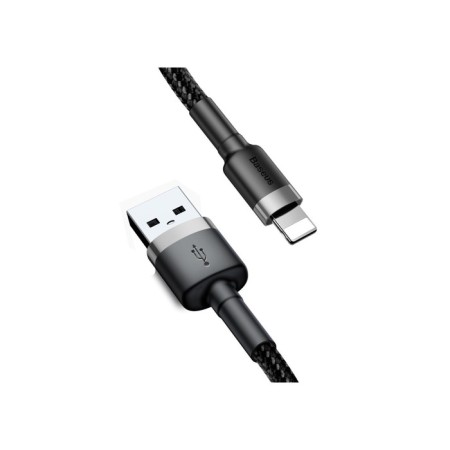 Baseus cable, Lightning - USB, 2.4 A, PVC braid, 1 m, black -gray-1