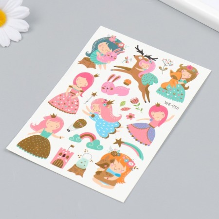 Tattoo on the body color "hugs with animals" with gold 15x10.5 cm-1
