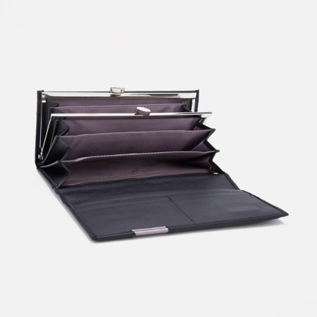 Women's wallet on magnets, black color-2