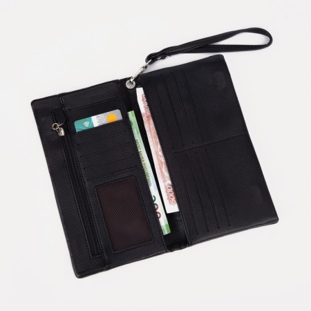Women's wallet on magnets, black color-4