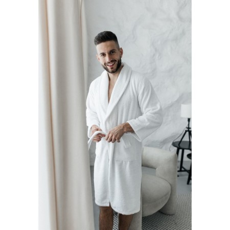 Tainted male bathrobe, size 46, white color-12