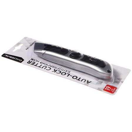 Universal trapezoidal knife 19mm, latch, metal case, zinc-ally, top-1