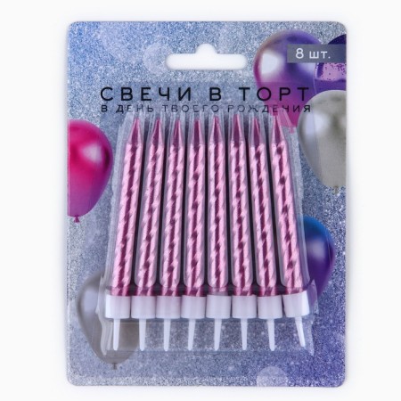 Candles for the cake, pink, 8 pcs.-4
