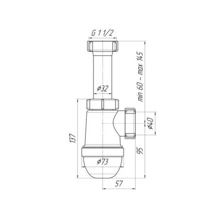 Siphon for sink "Ani Plast" C0120, 1 1/2 "x 40 mm, without release-1