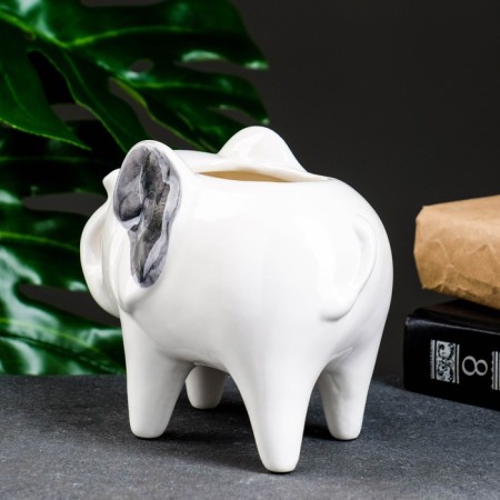 Kashpo "Elephant Plato" Bely, 16x9x13cm-3