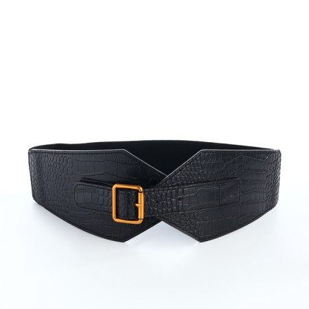 Women's belt, width 10 cm, black color-6