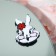 Brooch "Rabbit" Rush cheeks, red-white color in ferrous metal