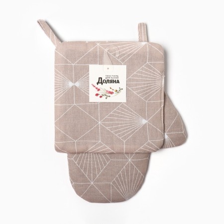 Set of kitchen. Dolyana "Geometry" mittens-output 20x28cm, 19x19cm tack, 100% HL-4