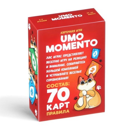 A board game to reaction and attention "Umo Momento", 70 cards, 8+-5