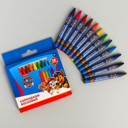 Wax pencils, set 12 colors, height 8 cm, diameter 0.8 cm, puppy patrol-1