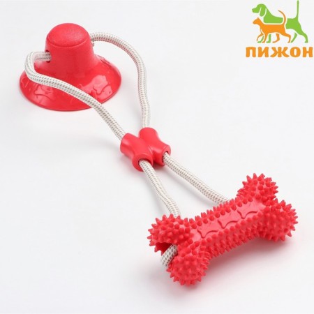 A toy for dogs "bone on a suction cup", 40 cm, red