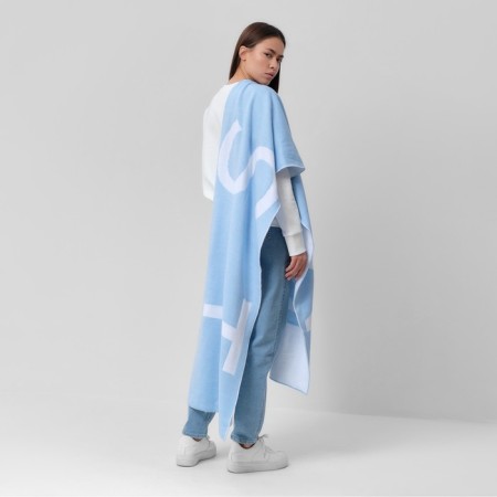 Female Bilateral Mist Blue Scarf, size 47*226cm-2