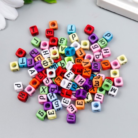 A set of colored beads with Russian letters "Astra" 6 mm, 150 pcs/pack