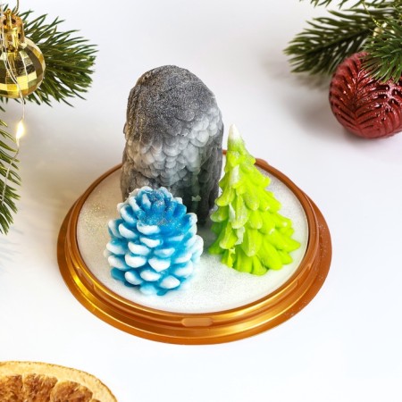 Figure soap - set "owl, Christmas tree, bump" 120gr-2