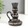 Polystone candlestick "Lamp with a flowering pattern" D-3 cm, black 10x9x13.5 cm
