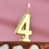 Candle in a cake on a skewer, number 4, gold, 4.5x2.5 cm