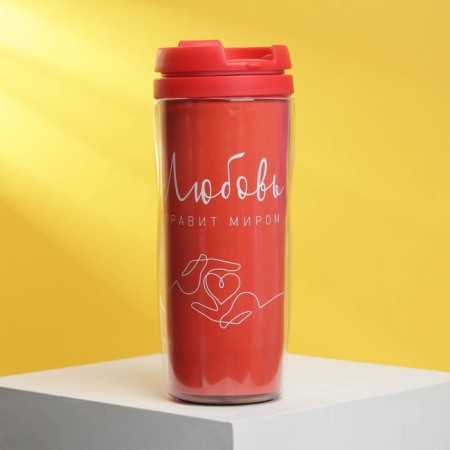 Thermost man with the insert “Love rules the world”, 350 ml